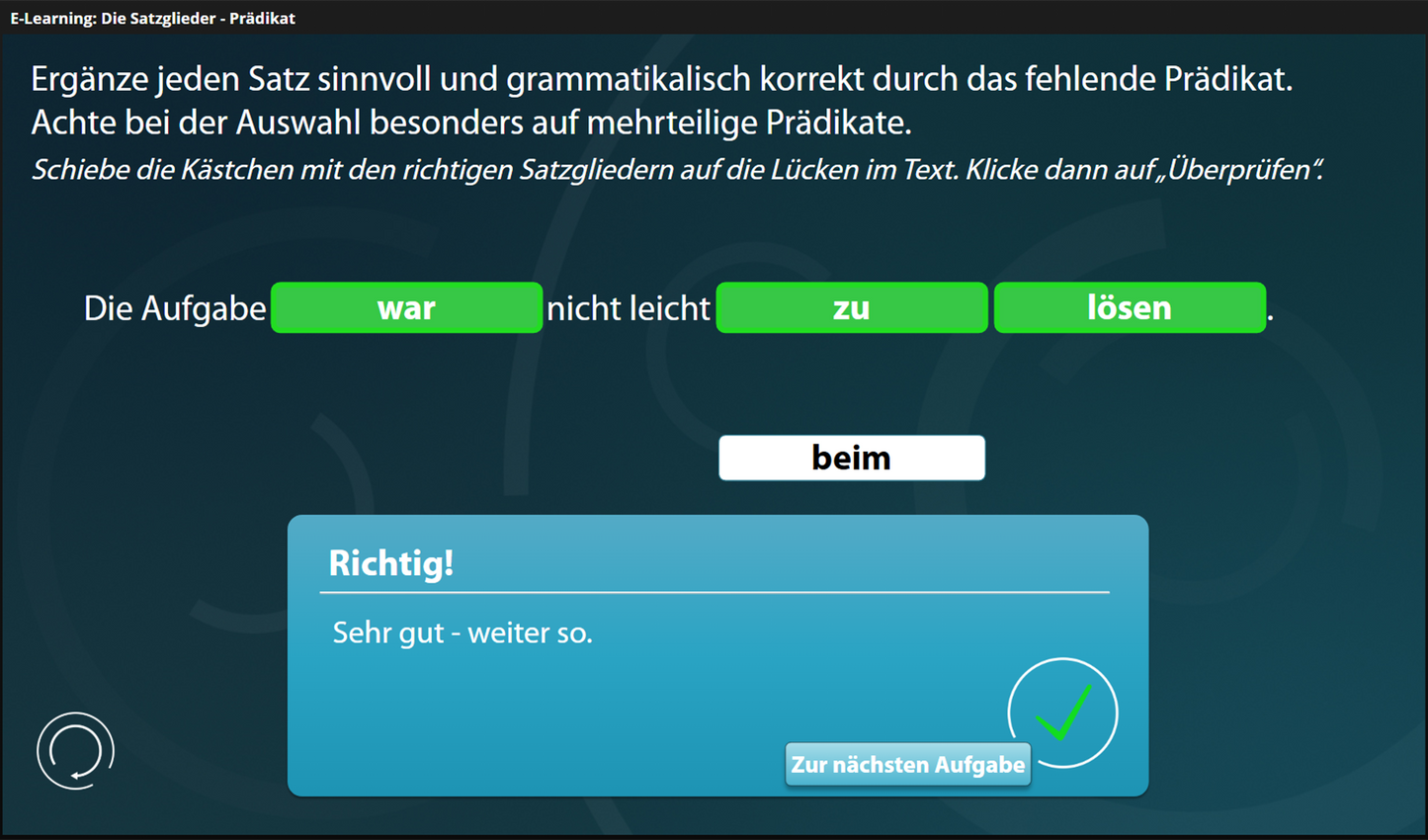 Satzglieder -Prädikat mit E-Learning