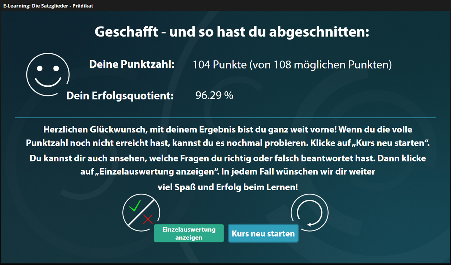 Satzglieder -Prädikat mit E-Learning