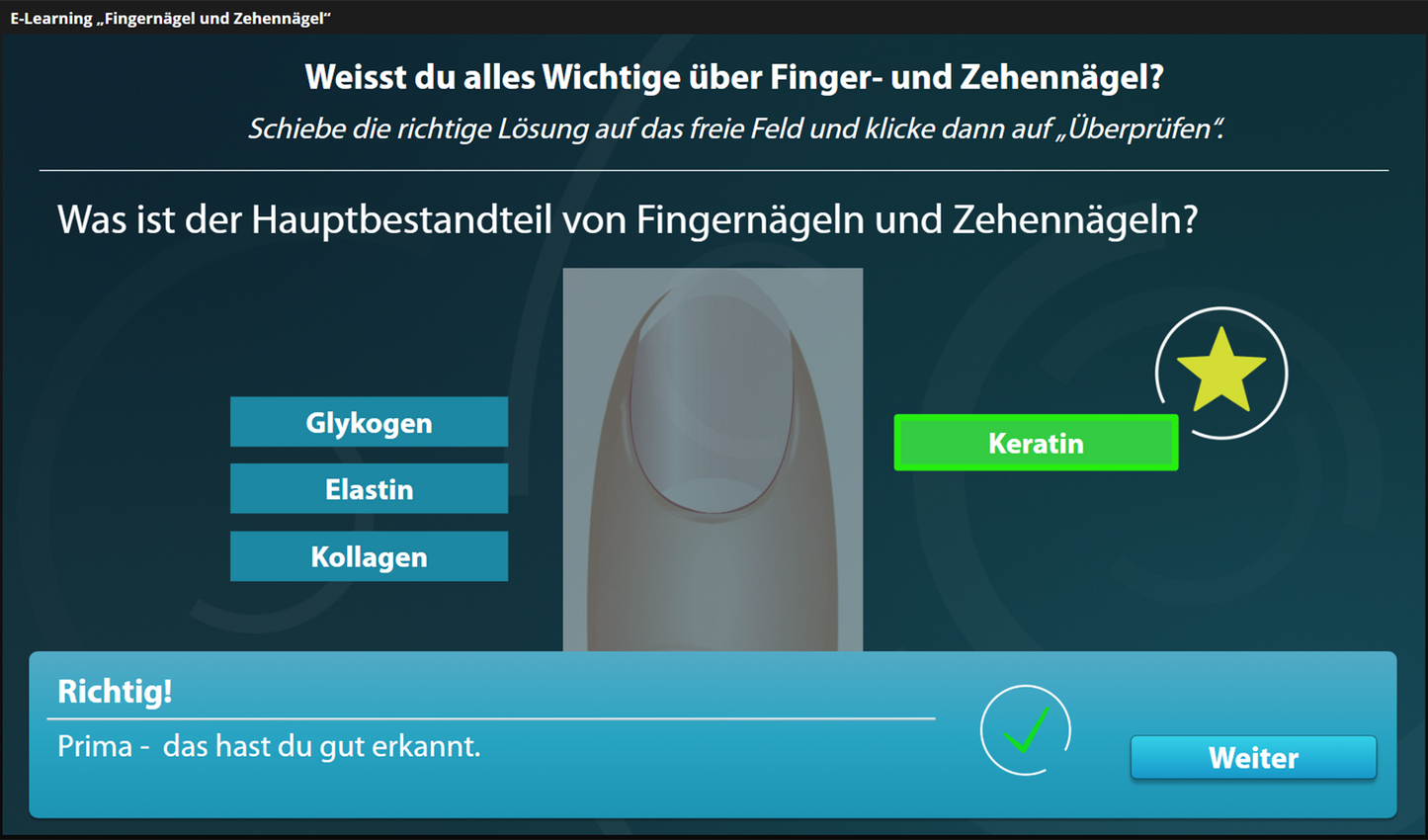 Fingernagel und Zehennagel mit E-Learning