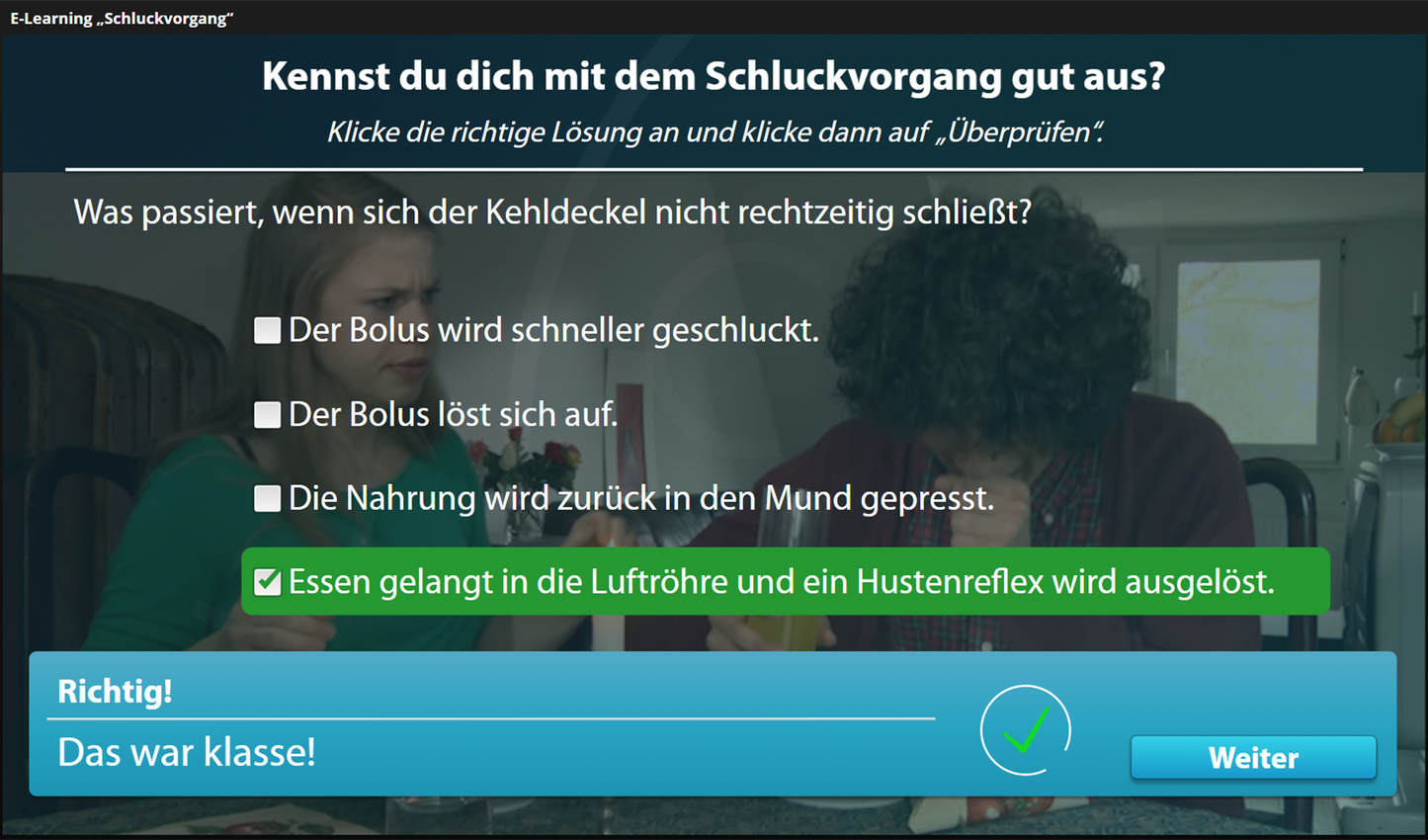 Schluckvorgang mit E-Learning