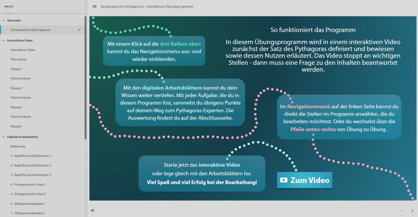 Satzgruppe des Pythagoras Teil 1 Pythagoras mit E-Learning