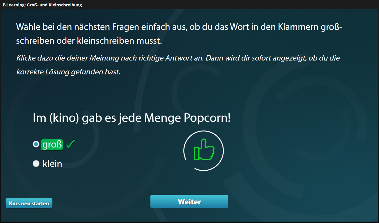 Groß- und Kleinschreibung mit E-Learning