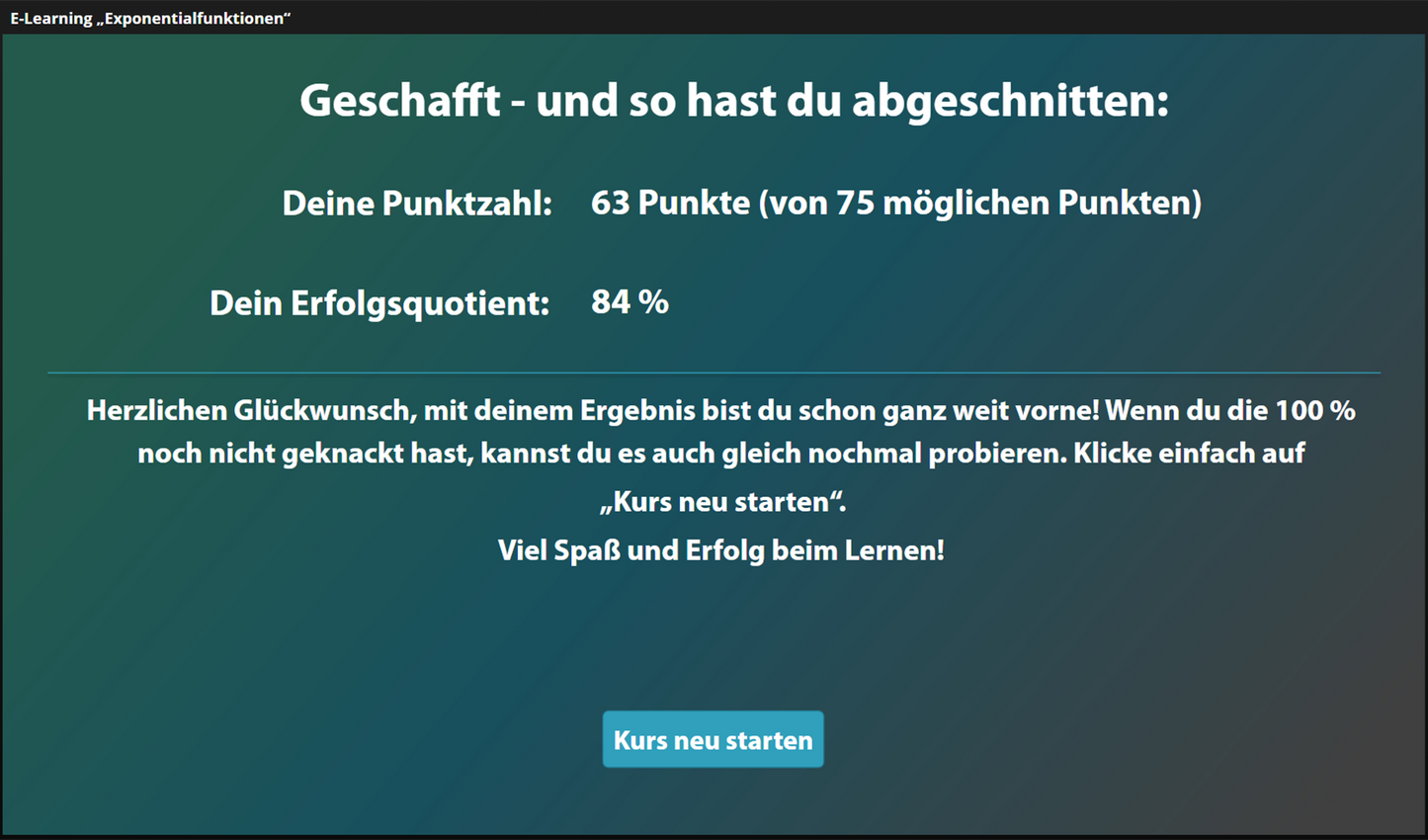 Exponentialfunktion mit E-Learning