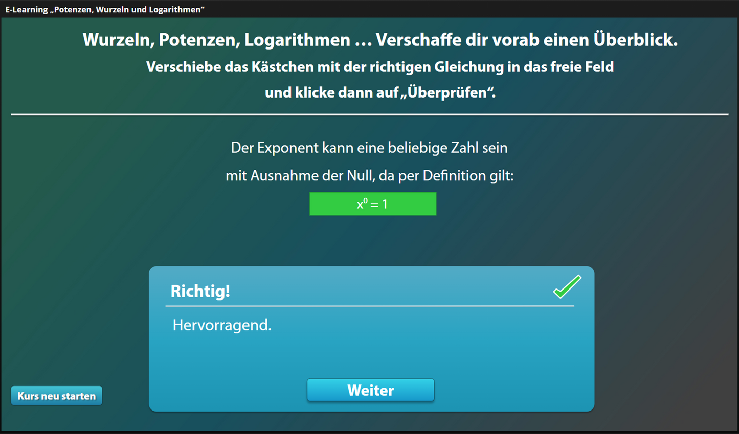 Potenzen, Wurzeln und Logarithmen mit E-Learning