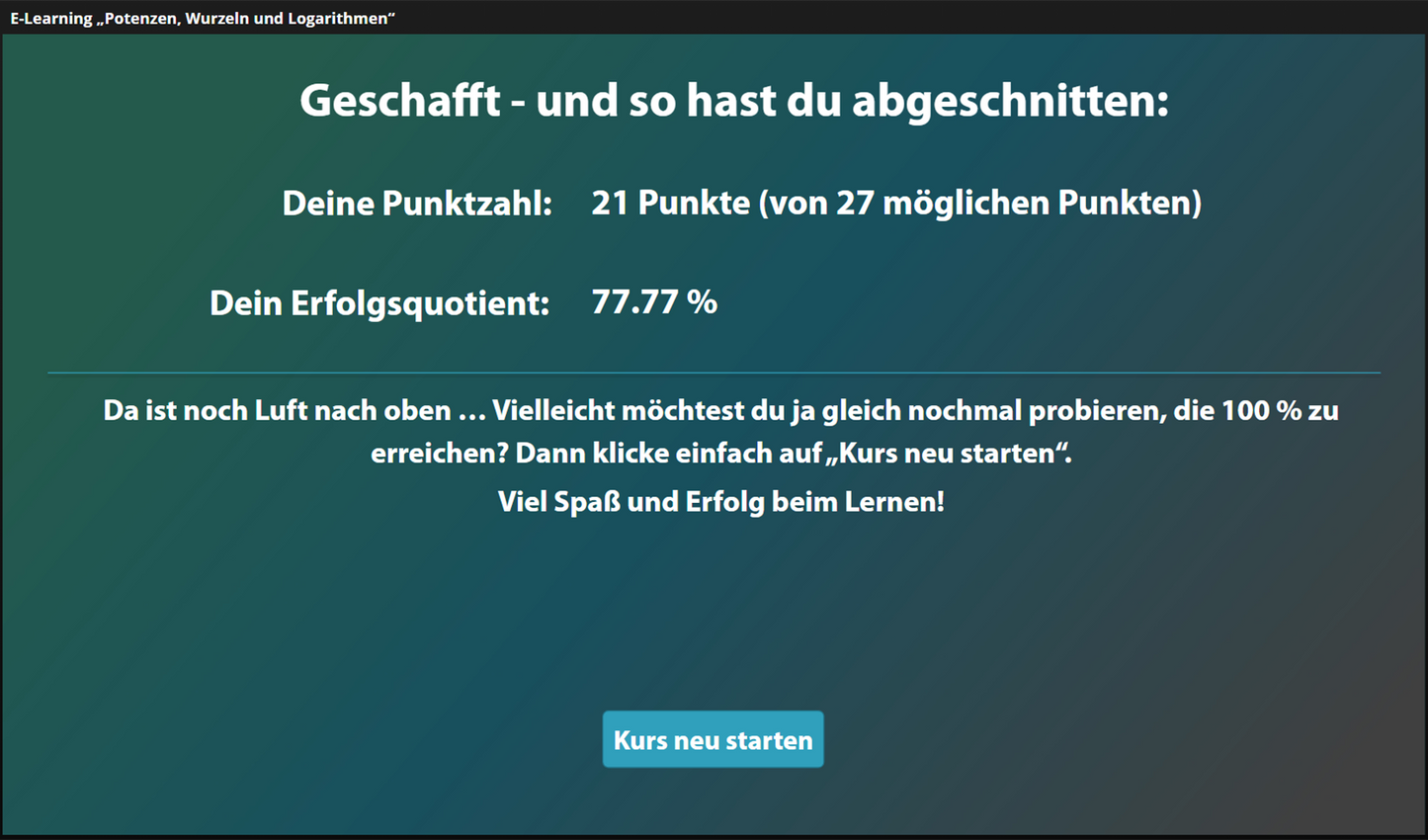 Potenzen, Wurzeln und Logarithmen mit E-Learning