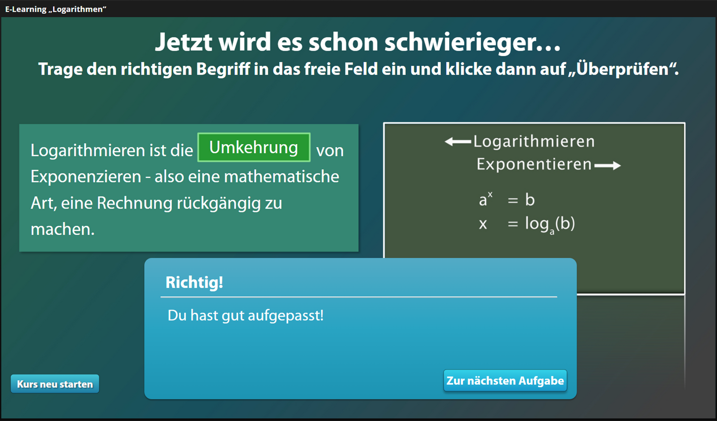 Logarithmus mit E-Learning
