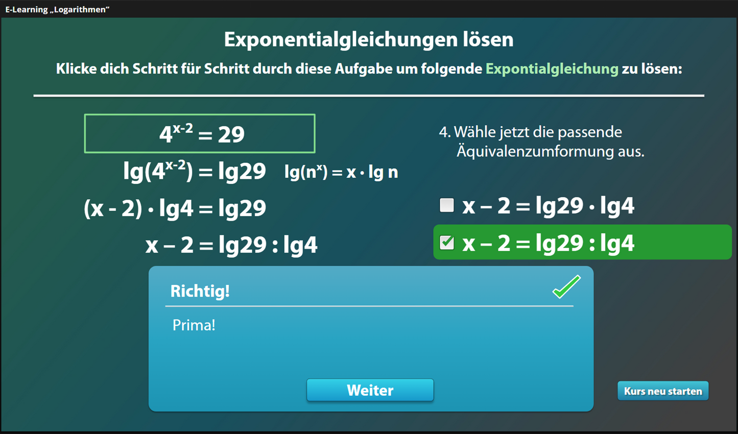 Logarithmus mit E-Learning