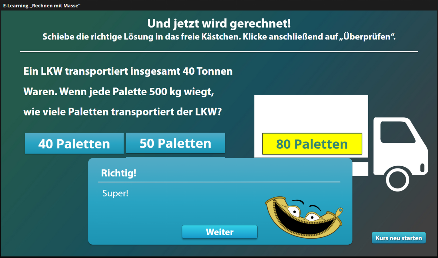 Rechnen mit Masse mit E-Learning