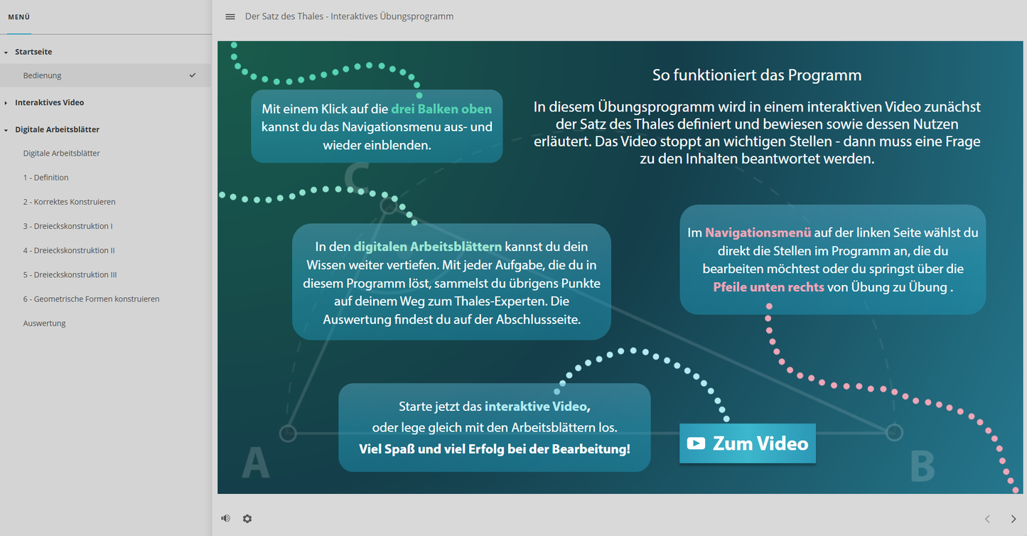 Der Satz des Thales mit E-Learning