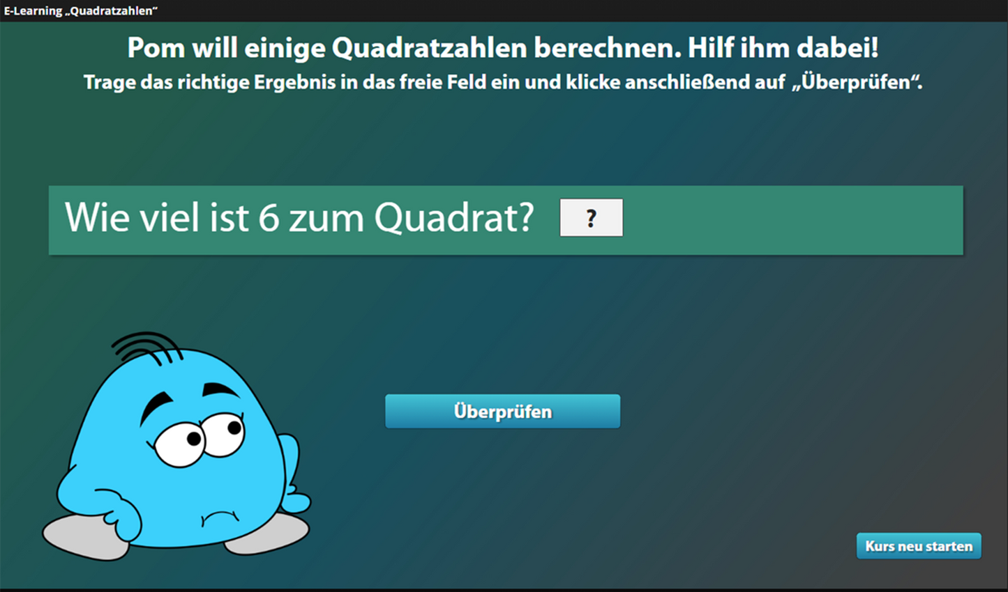Quadratzahlen mit E-Learning