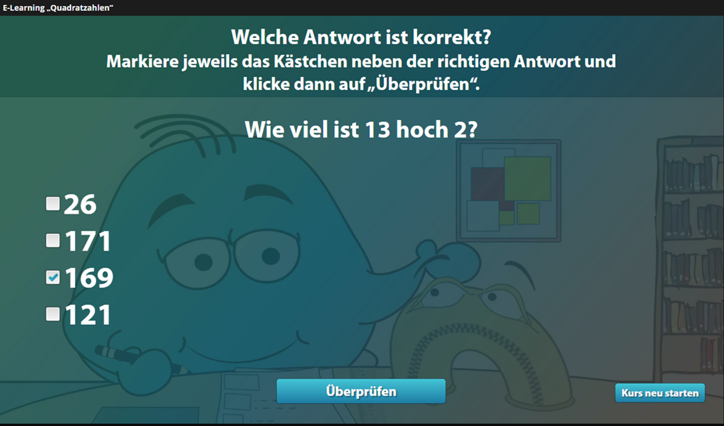 Quadratzahlen mit E-Learning