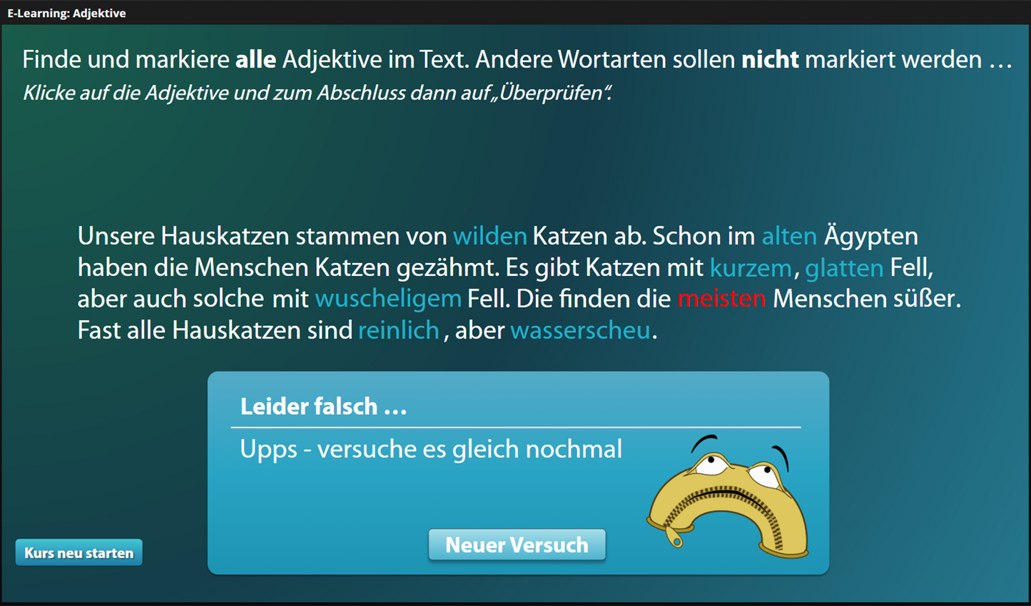 Adjektive für Einsteiger*innen mit E-Learning
