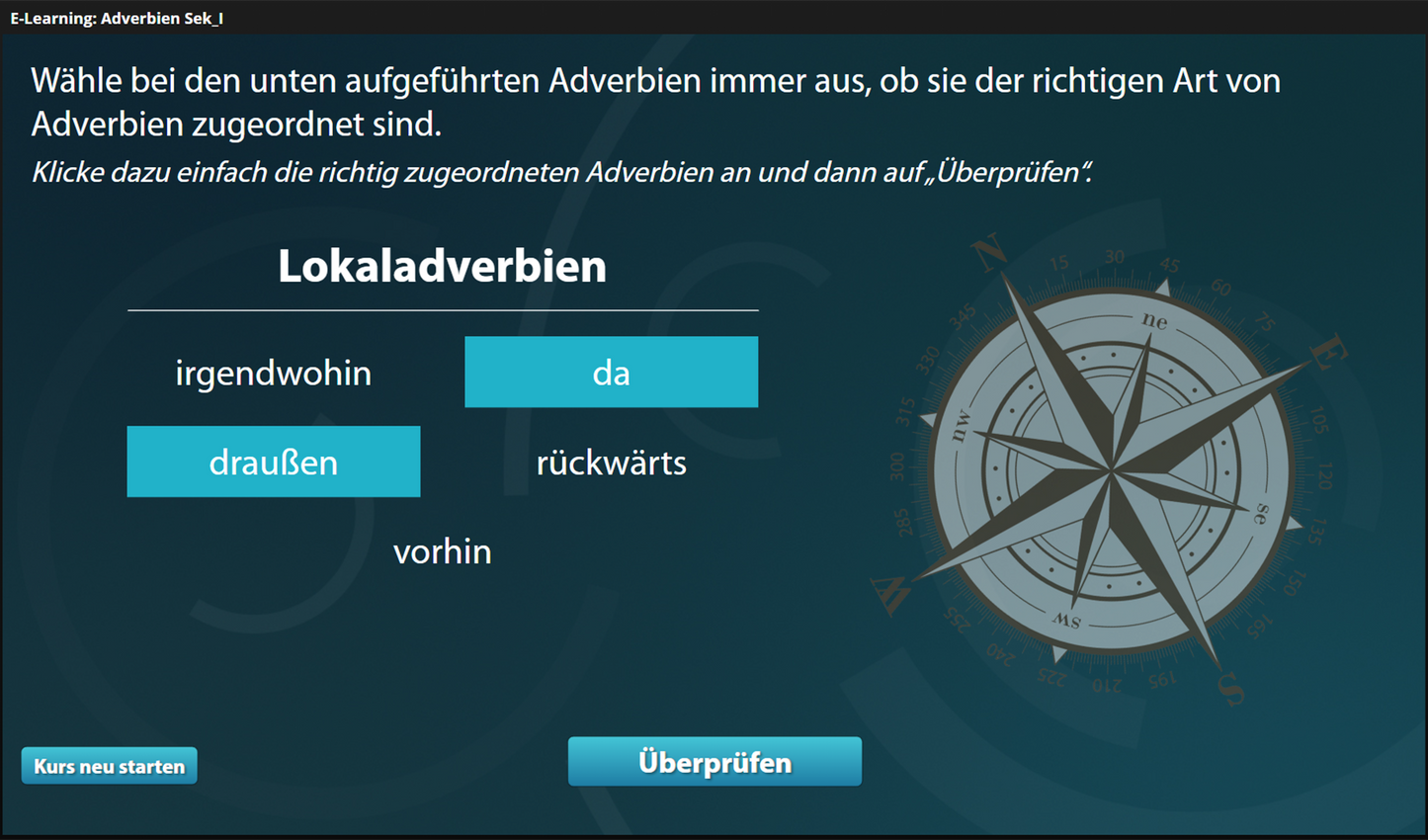 Adverbien mit E-Learning