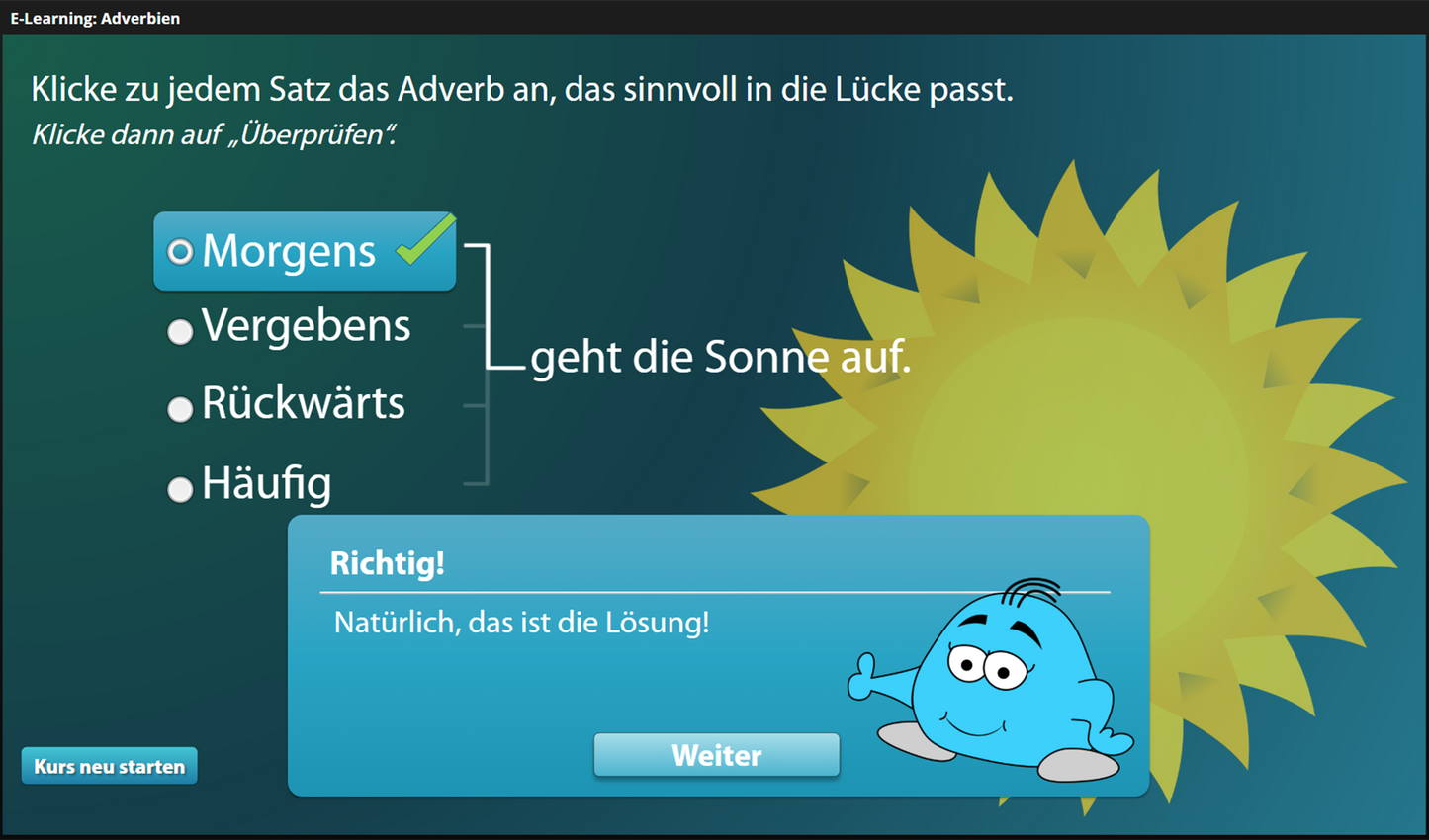 Adverbien für Einsteiger*innen mit E-Learning