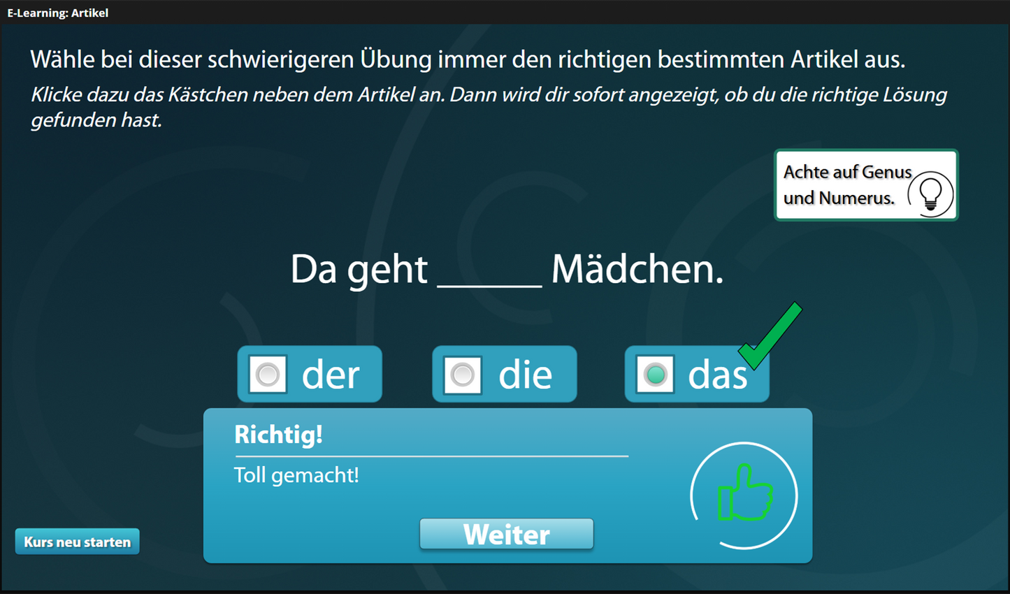 Artikel mit E-Learning