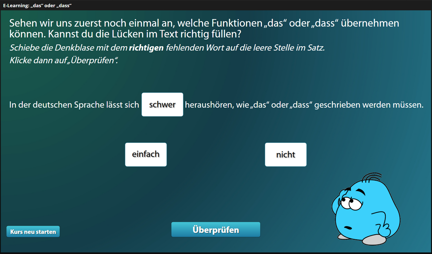 Das oder dass für Einsteiger*innen mit E-Learning