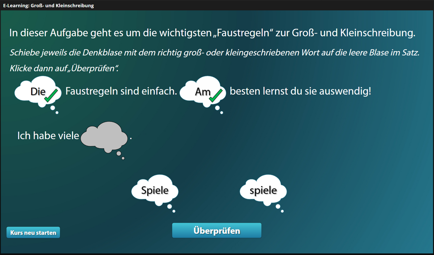 Groß- und Keinschreibung für Einsteiger*innen mit E-Learning