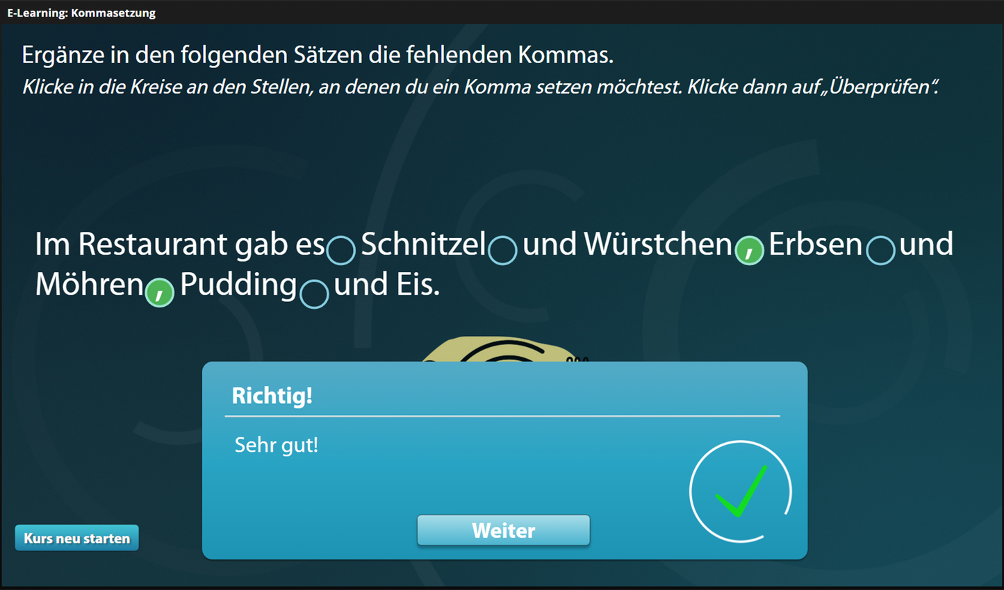 Kommasetzung mit E-Learning