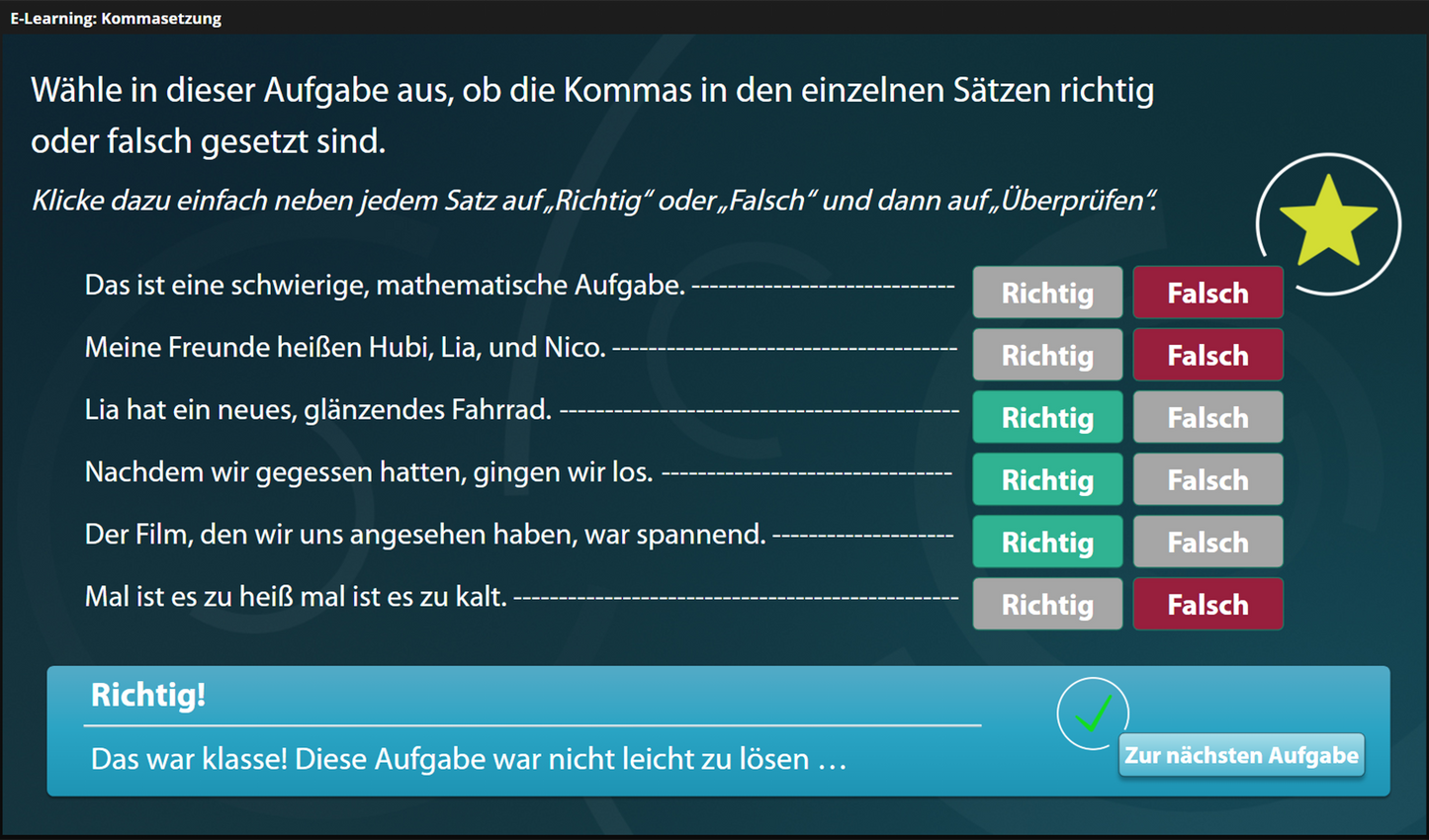 Kommasetzung mit E-Learning