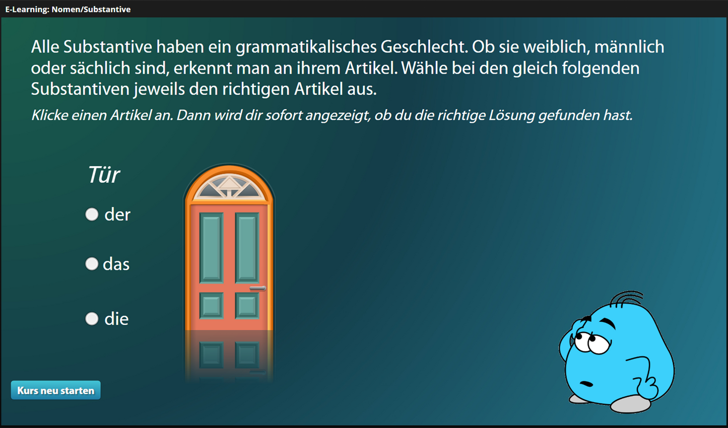 Nomen/Substantive für Einsteiger*innen mit E-Learning