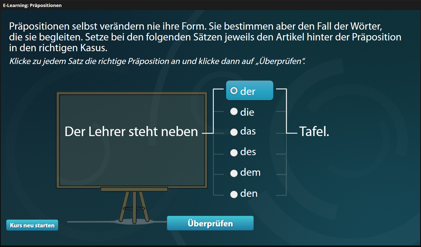 Präpositionen mit E-Learning