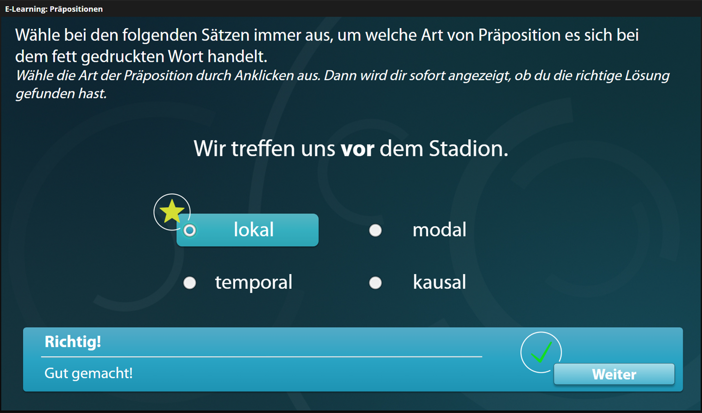 Präpositionen mit E-Learning