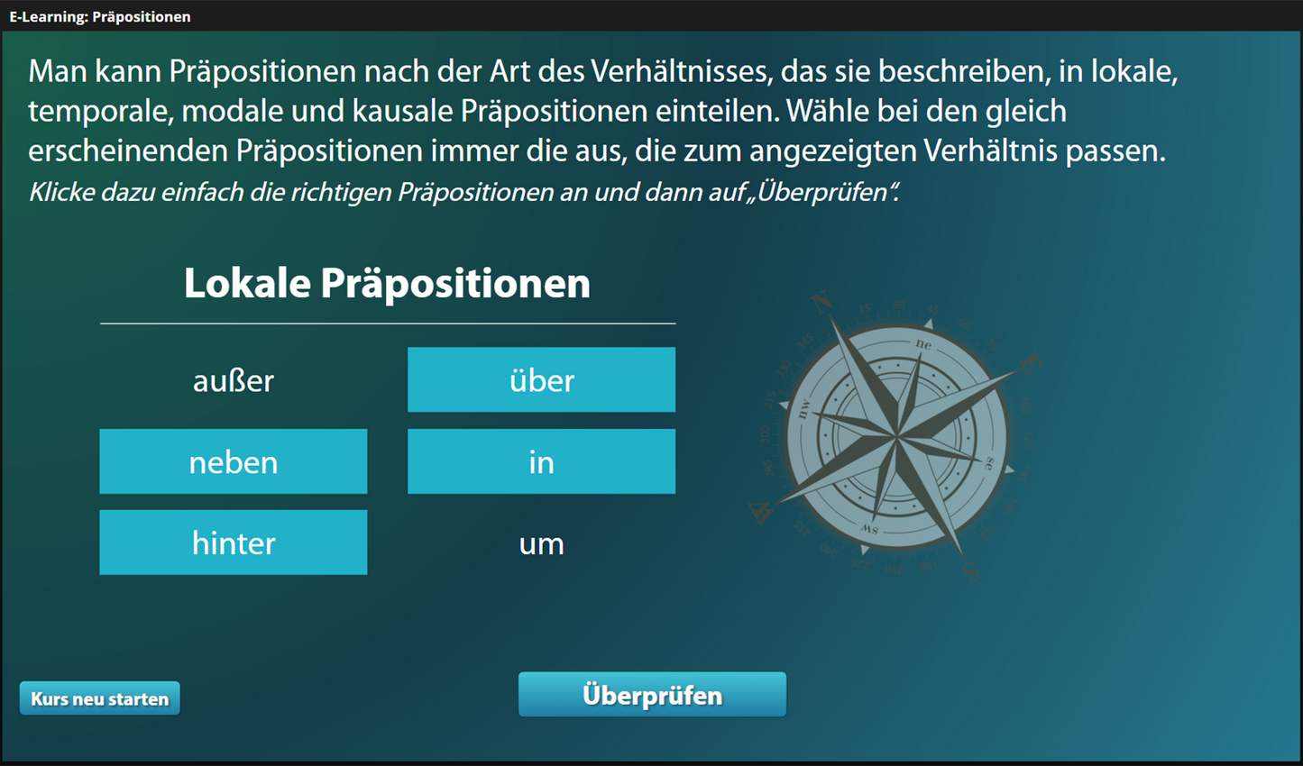 Präpositionen für Einsteiger*innen mit E-Learning