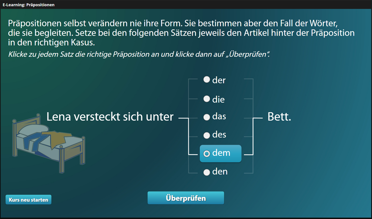 Präpositionen für Einsteiger*innen mit E-Learning