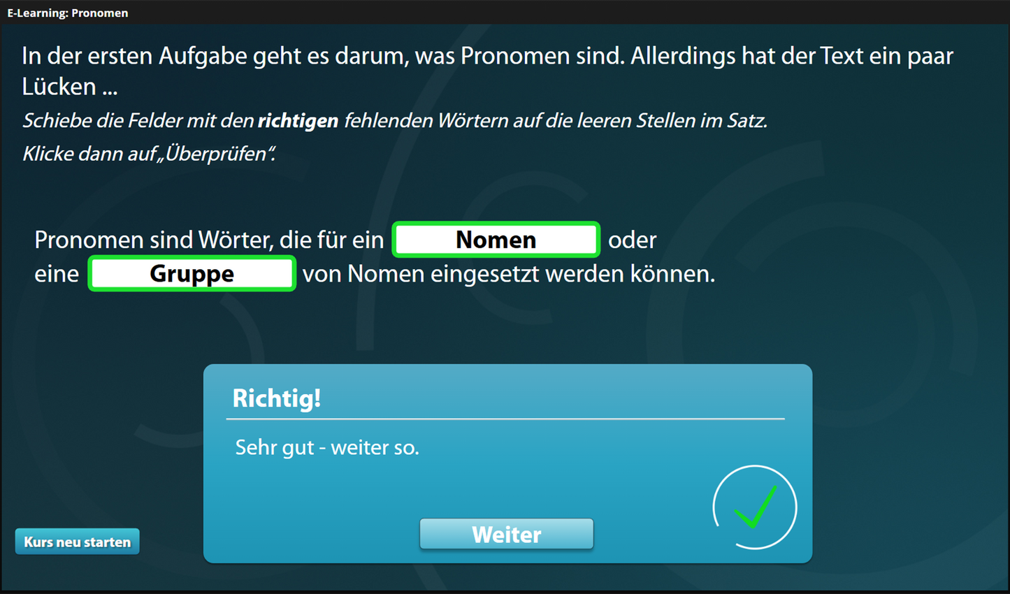Pronomen mit E-Learning