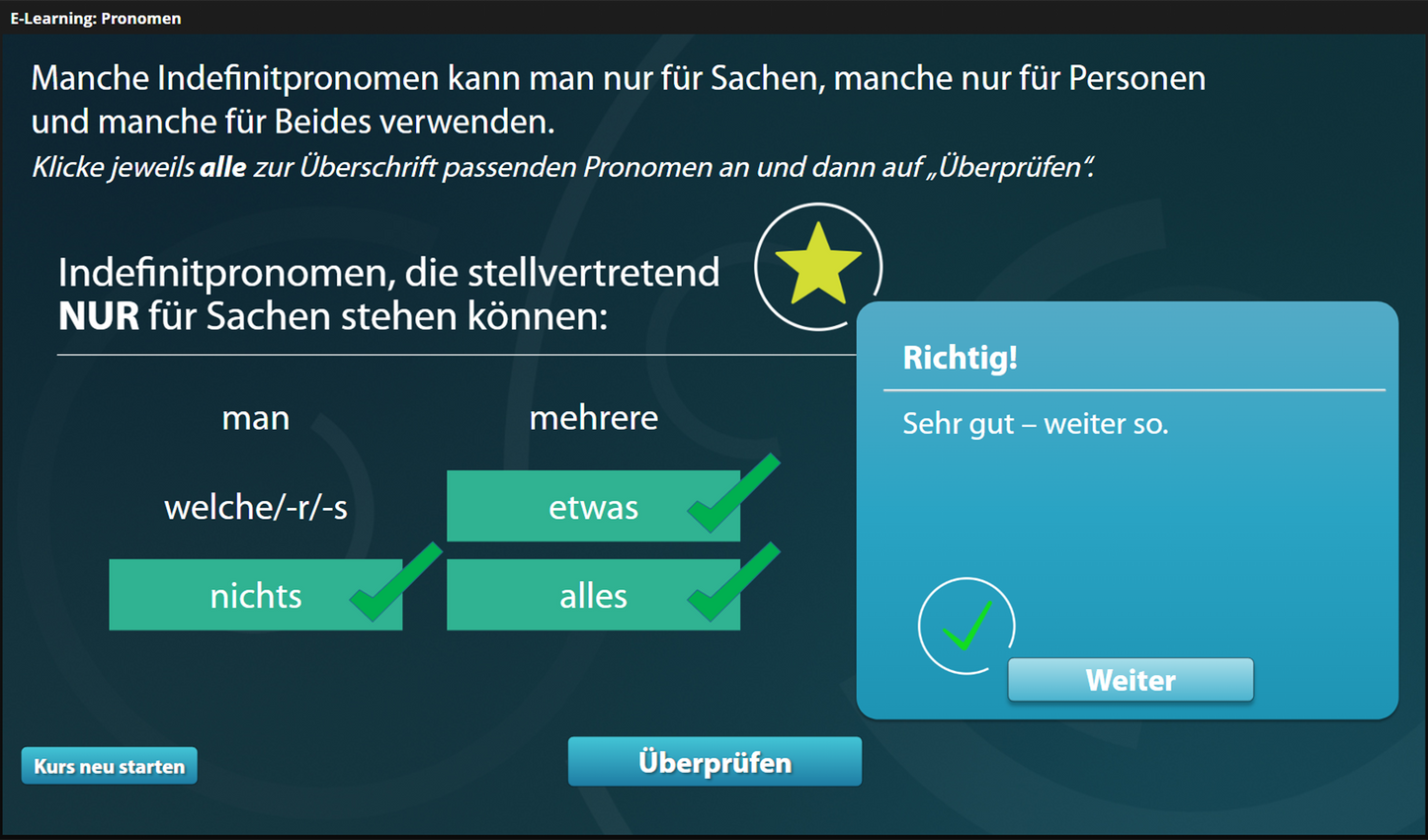 Pronomen mit E-Learning