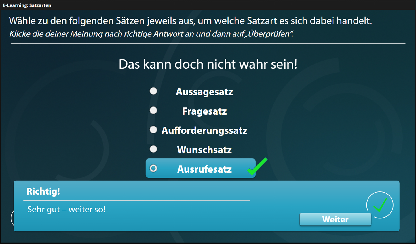 Satzarten mit E-Learning