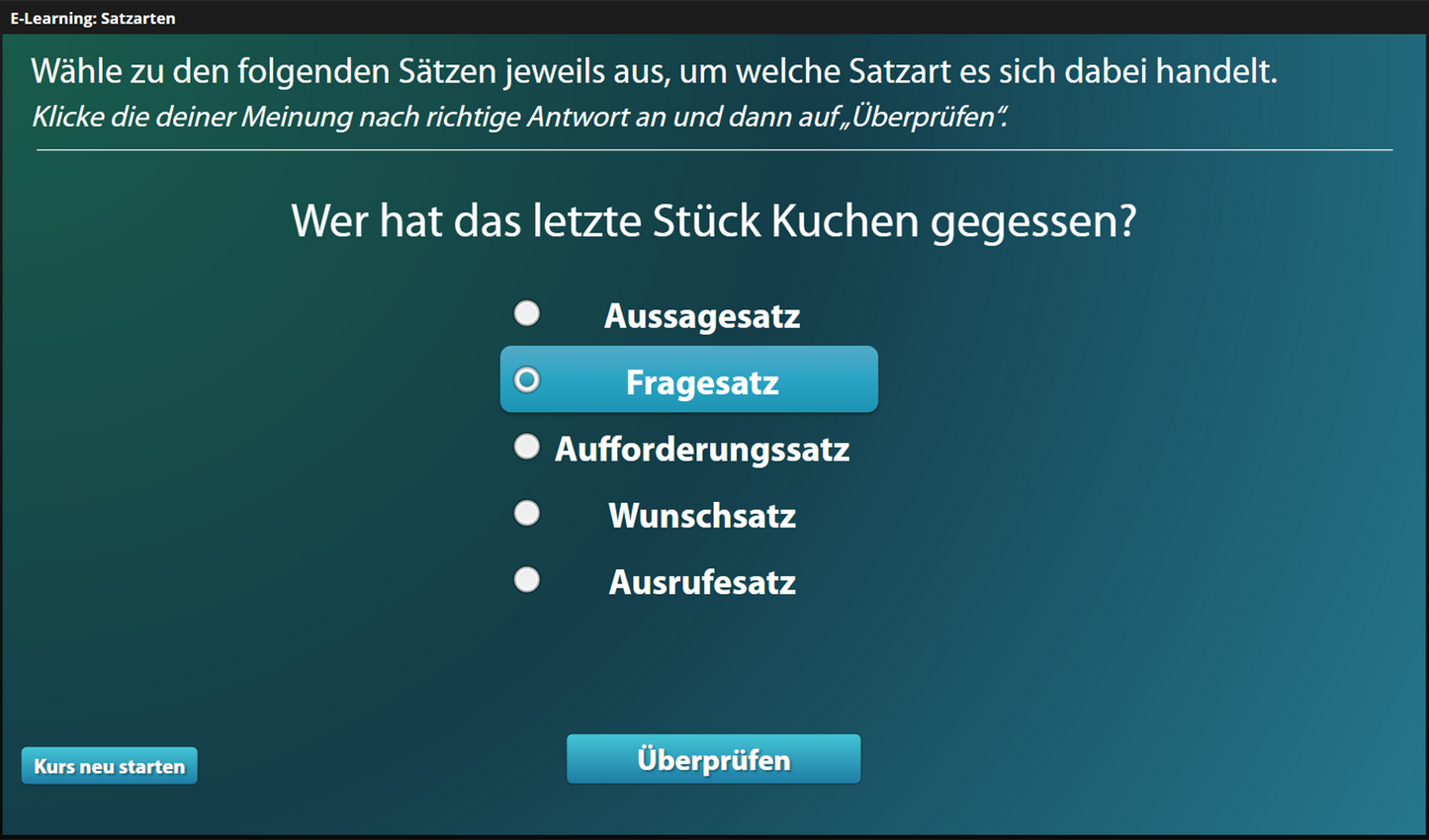 Satzarten für Einsteiger*innen mit E-Learning