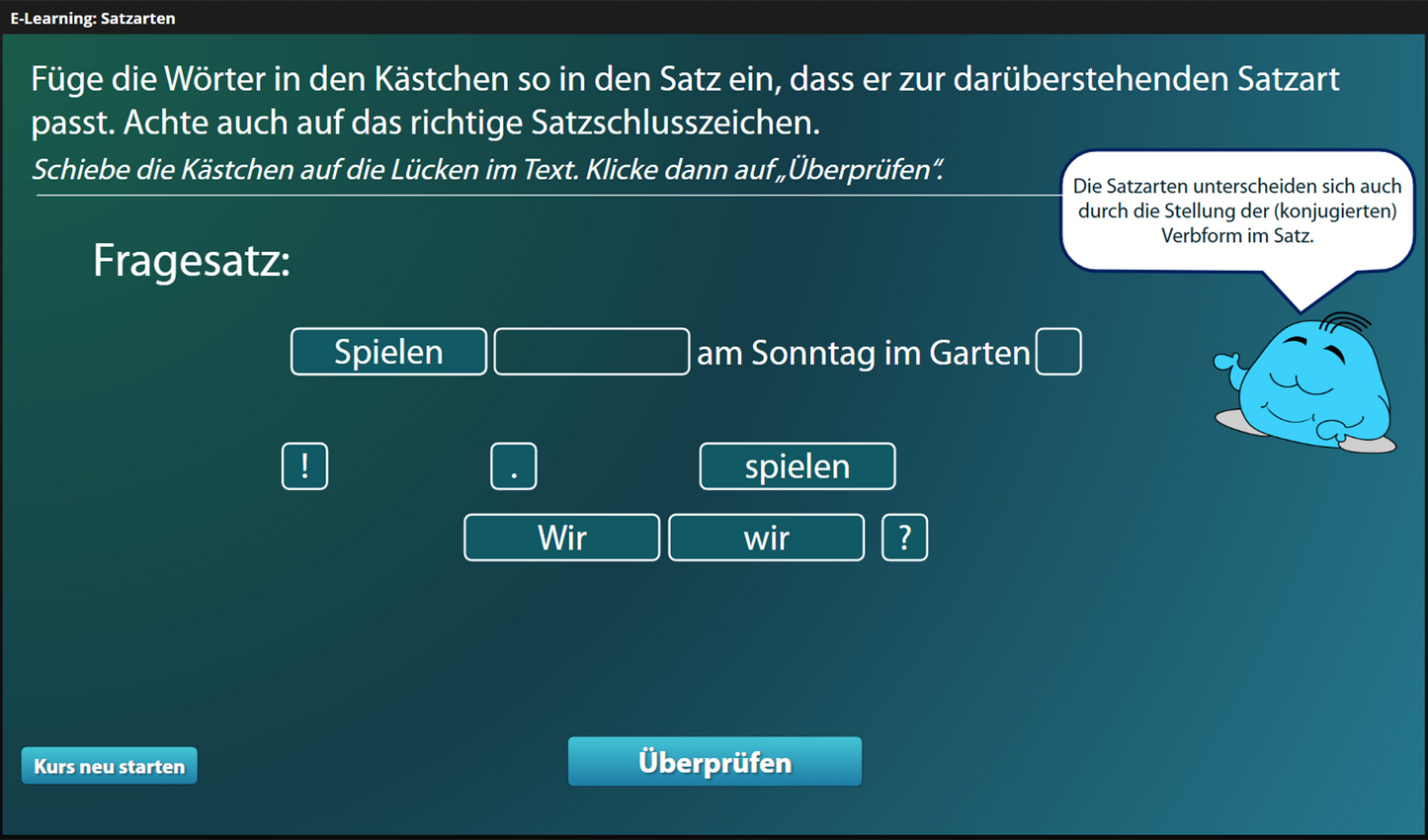 Satzarten für Einsteiger*innen mit E-Learning