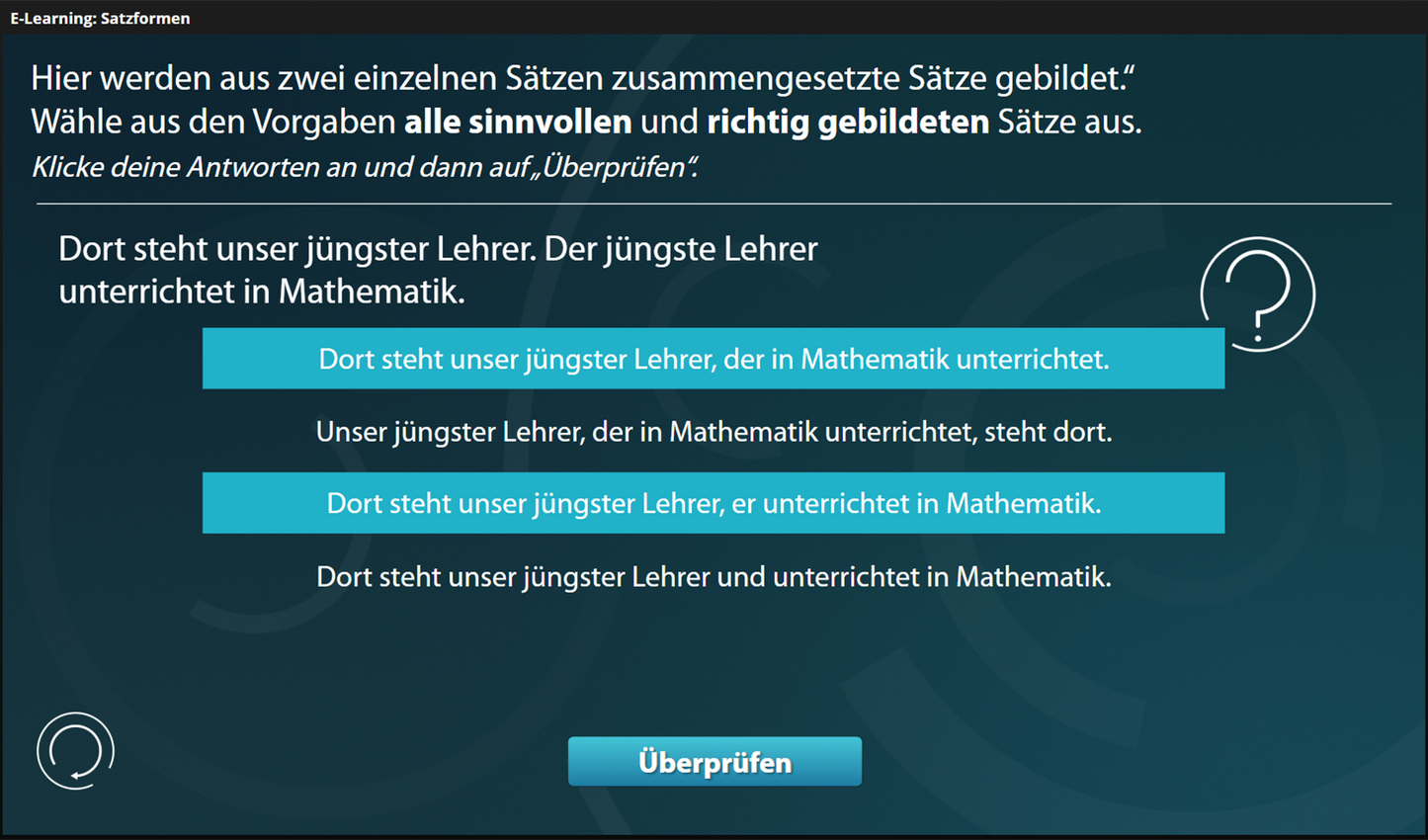 Satzformen mit E-Learning