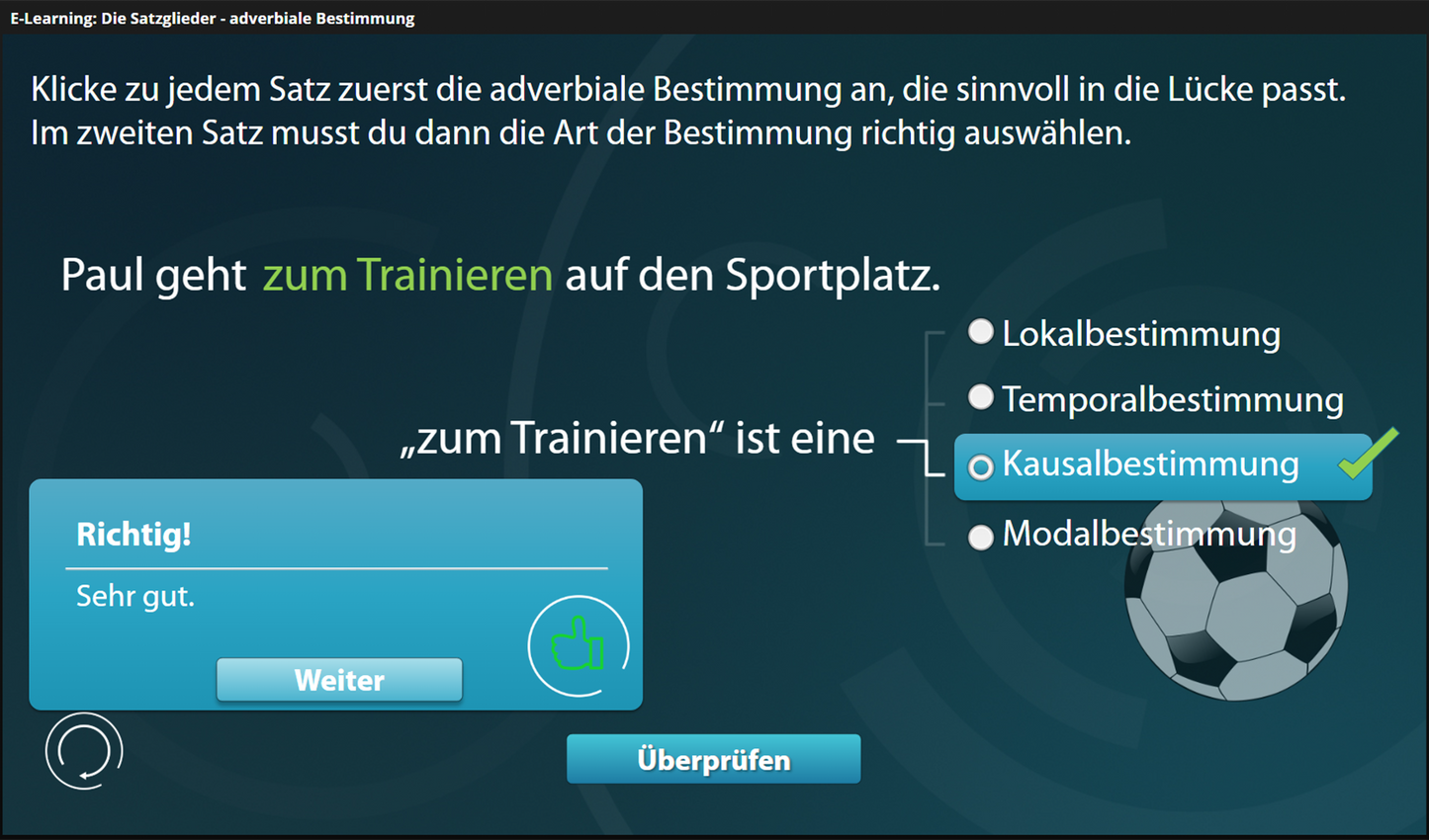 Satzglieder - Adverbiale Bestimmung mit E-Learning