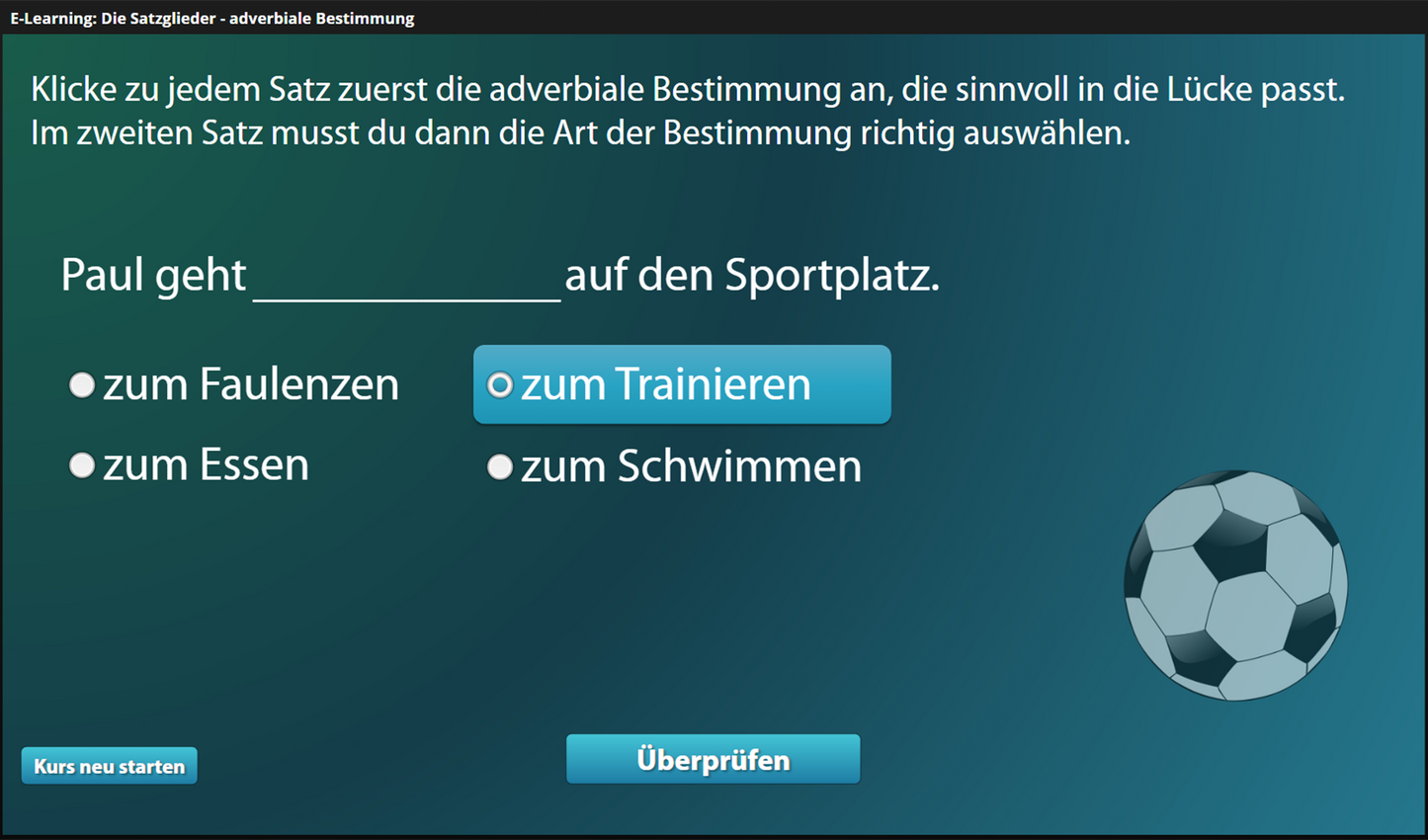 Satzglieder - Adverbiale Bestimmung für Einsteiger*innen mit E-Learning