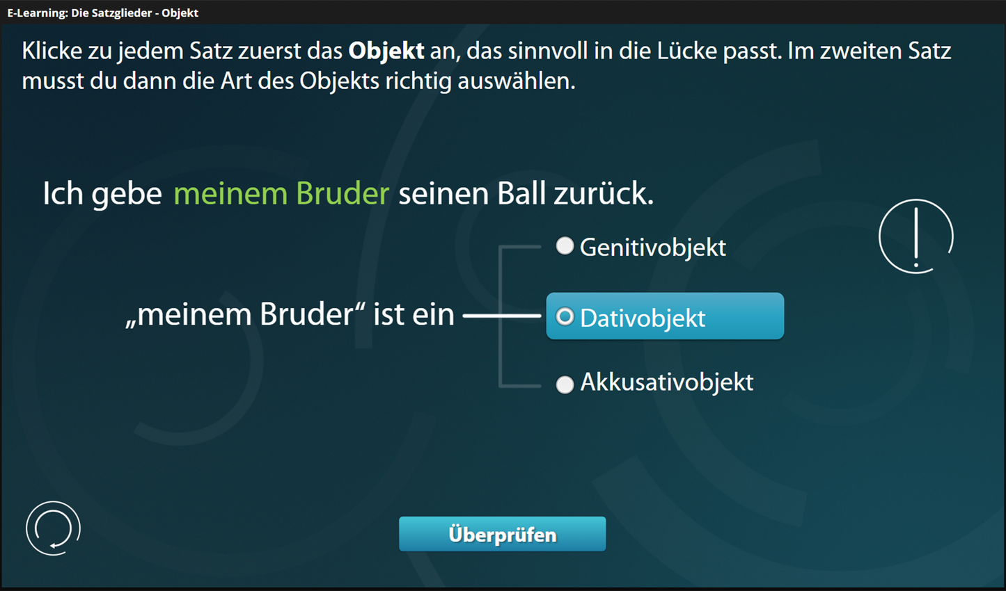 Satzglieder - Objekt mit E-Learning
