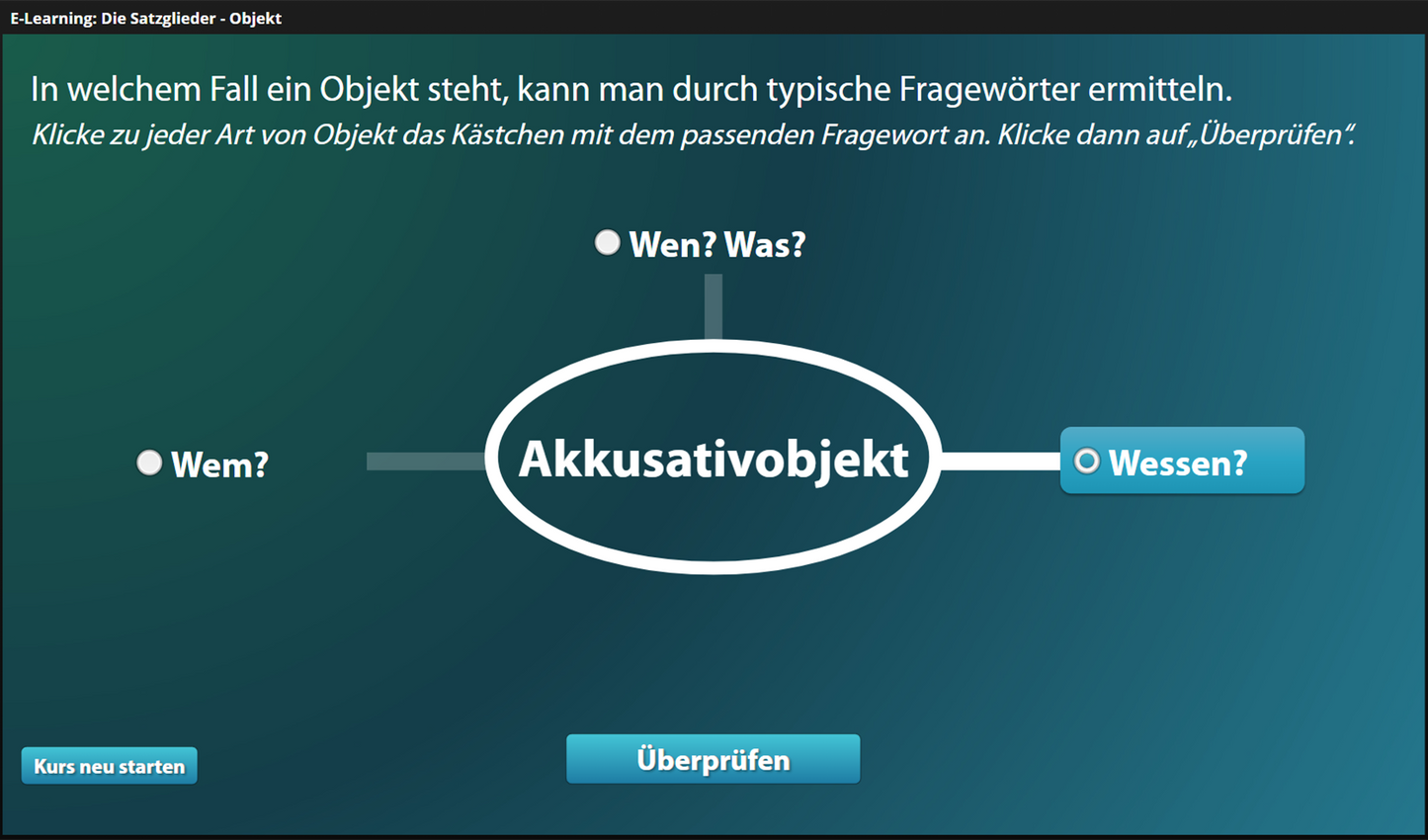 Satzglieder - Objekt für Einsteiger*innen mit E-Learning