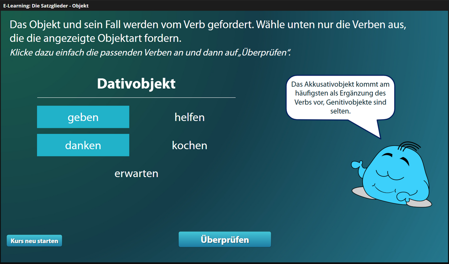 Satzglieder - Objekt für Einsteiger*innen mit E-Learning