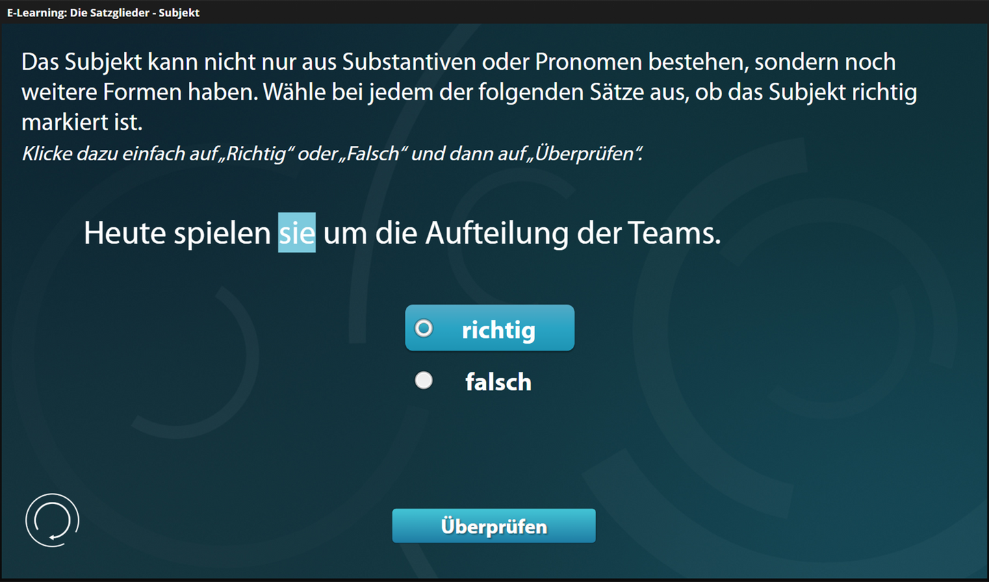 Satzglieder - Subjekt mit E-Learning