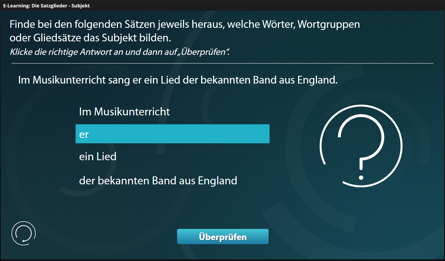Satzglieder - Subjekt mit E-Learning