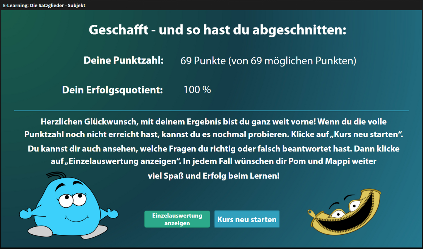 Satzglieder - Subjekt für Einsteiger*innen mit E-Learning