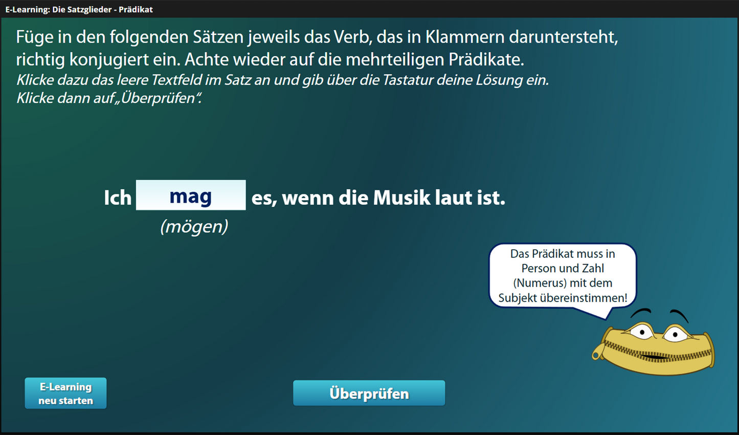 Satzglieder -Prädikat für Einsteiger*innen mit E-Learning