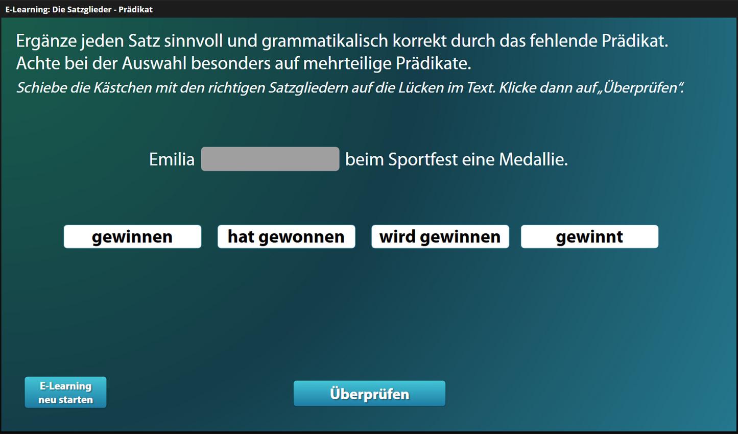 Satzglieder -Prädikat für Einsteiger*innen mit E-Learning