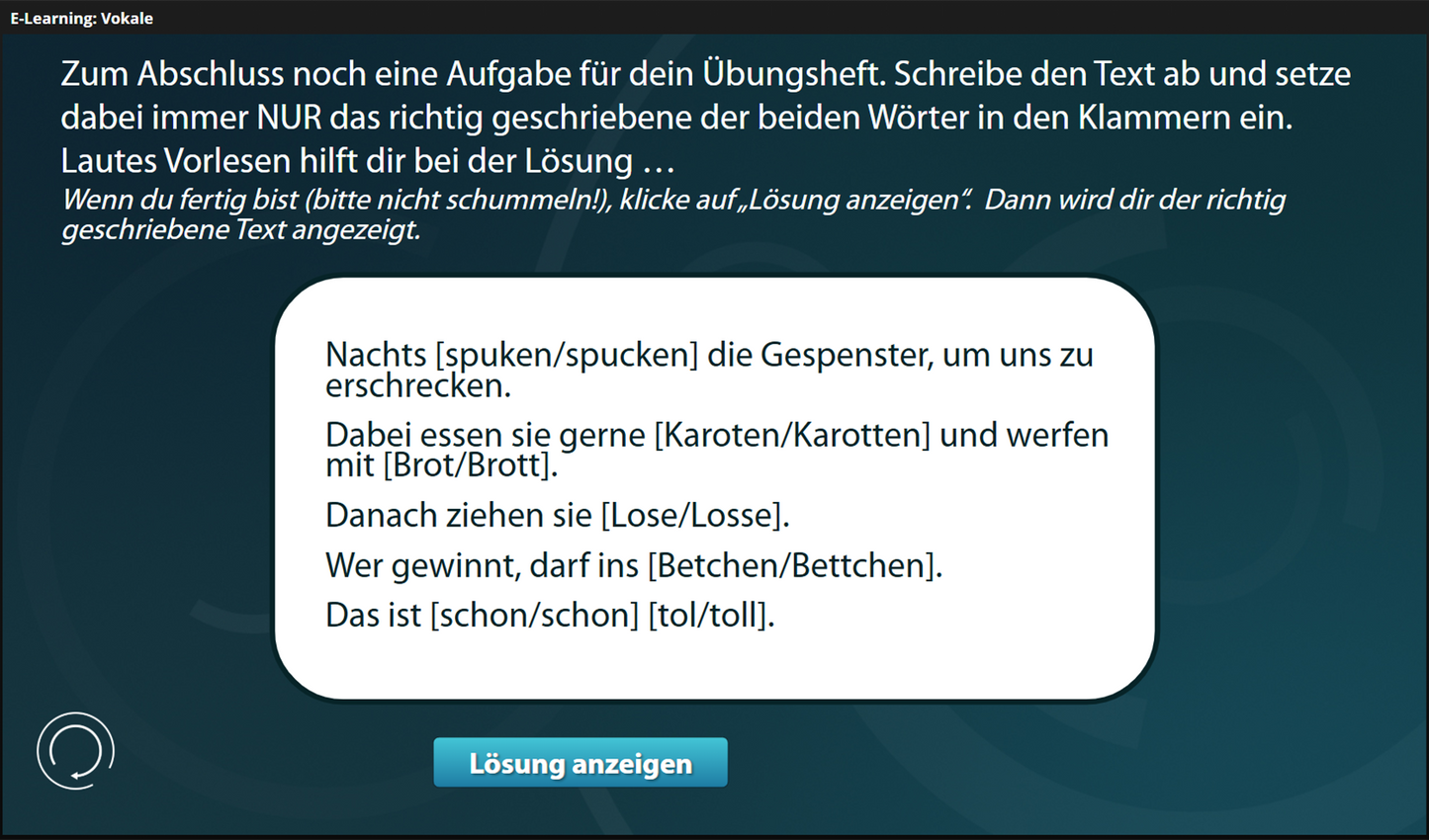 Schreibung nach Vokalen mit E-Learning