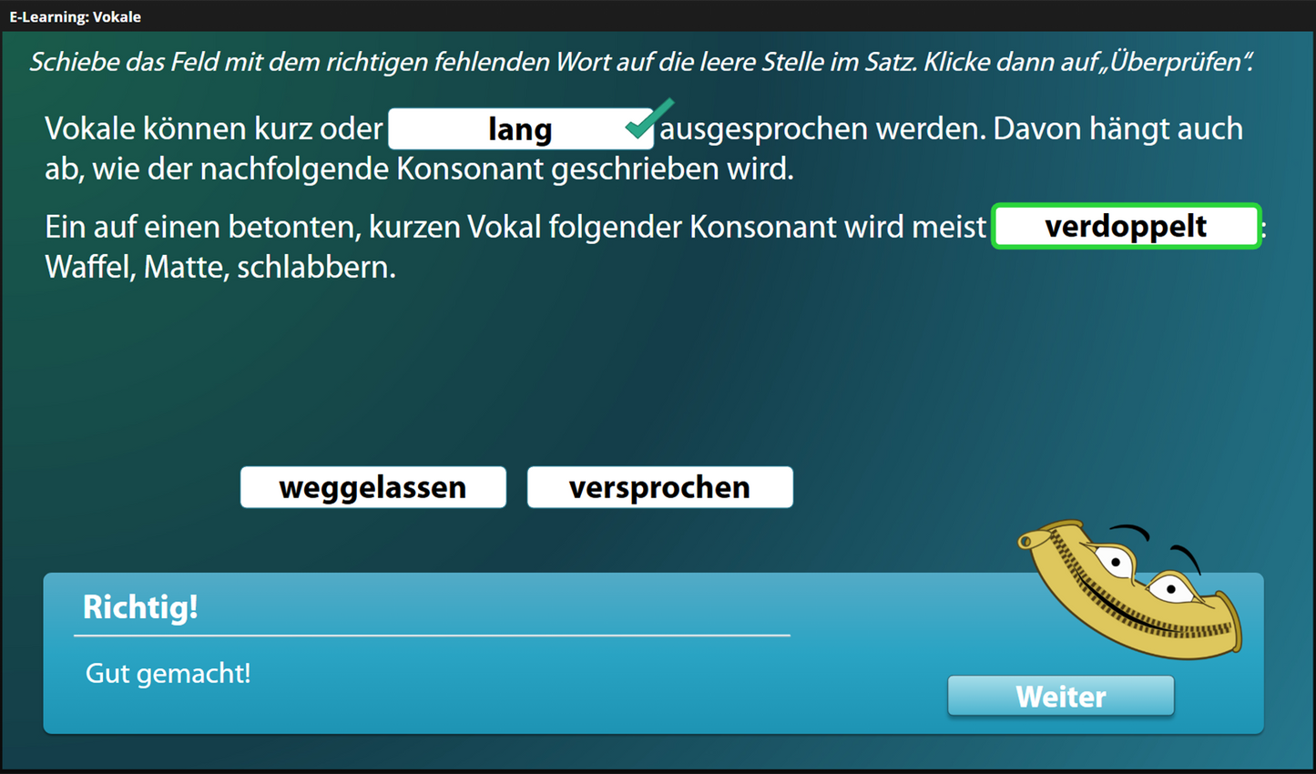 Schreibung nach Vokalen für Einsteiger*innen mit E-Learning