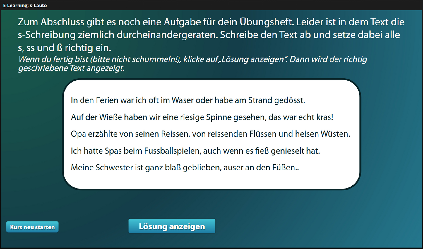 s-Laute für Einsteier*innen mit E-Learning