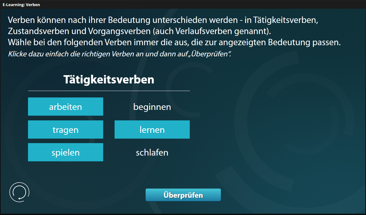 Verben mit E-Learning