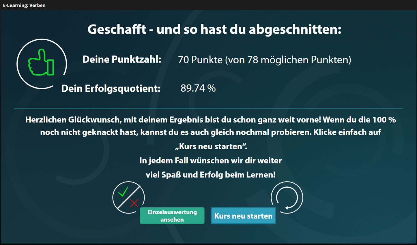 Verben mit E-Learning