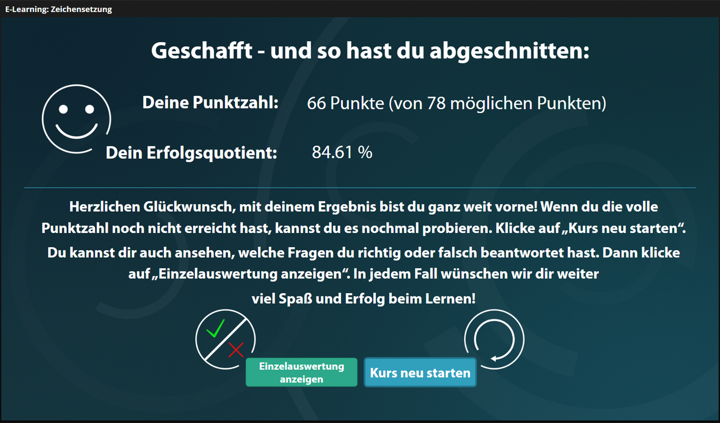 Zeichensetzung mit E-Learning